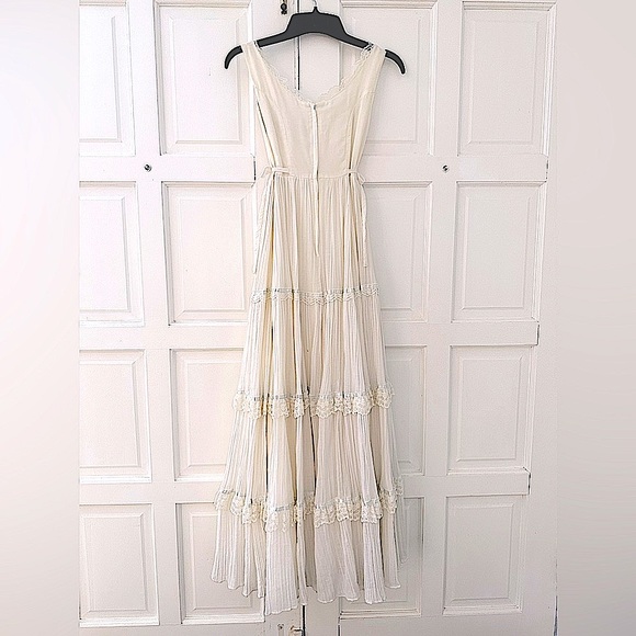 Gunne Sax Corset Prairie Dress. Pristine.Off White Blue Ribbon Lace Full skirt - Picture 2 of 9